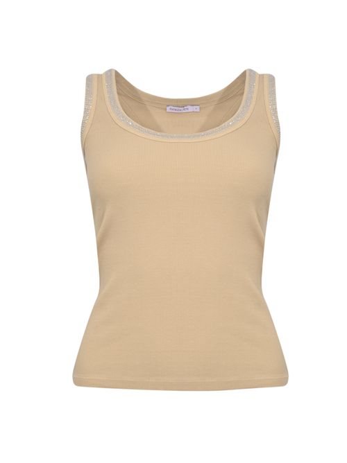 Canotta in jersey stretch con strass Fade Beige Patrizia Pepe | 8M1787 J373B877